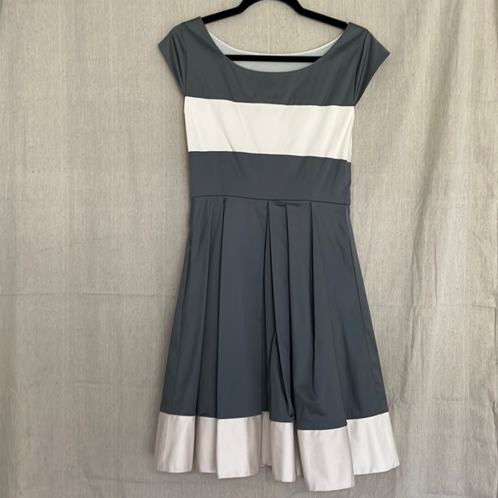 Kate Spade: Gray & Cream A Line Dress